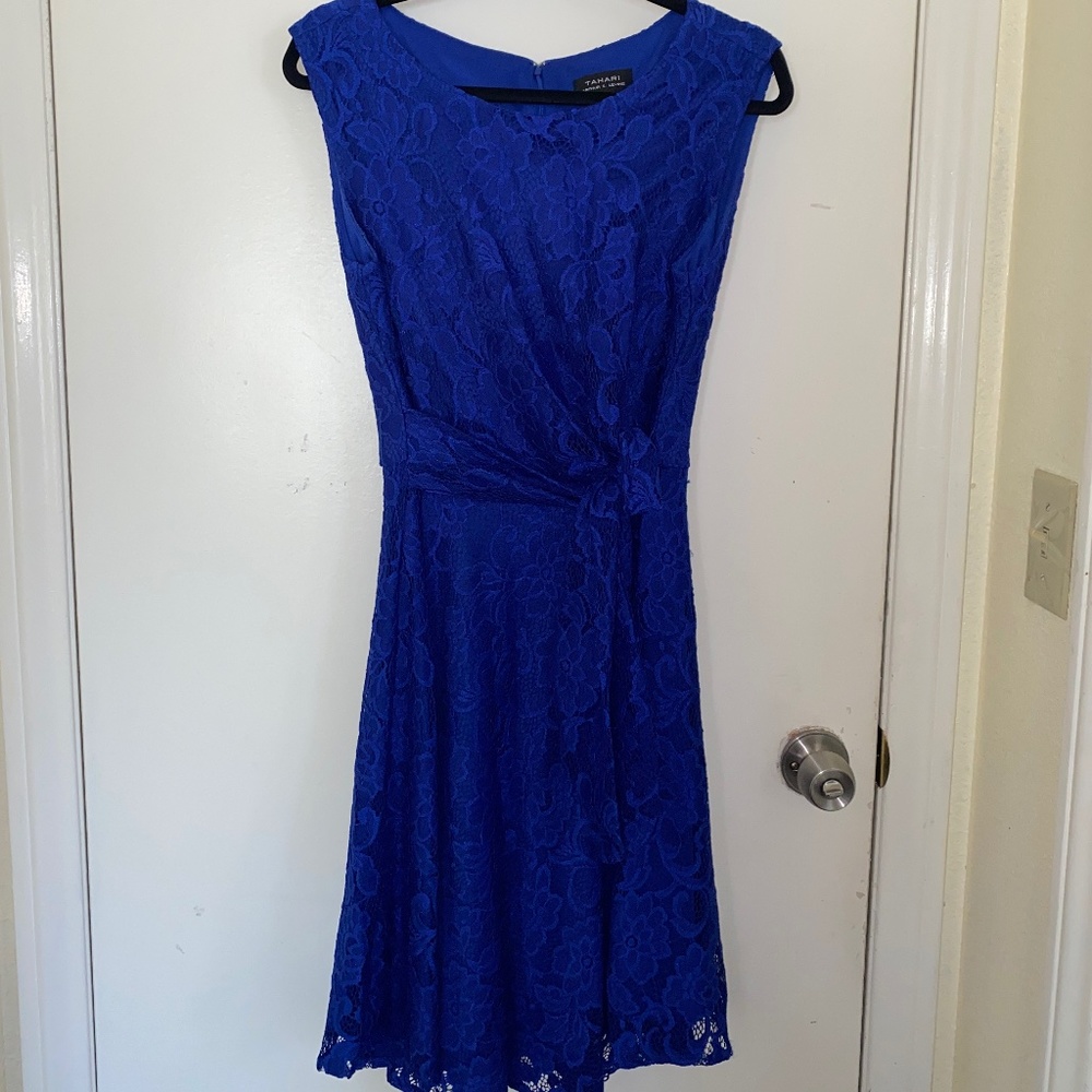 Tahari Blue Lace Dress